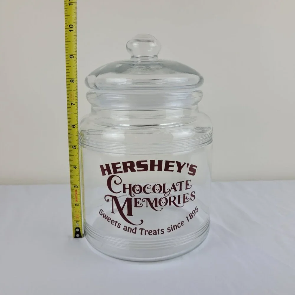Vintage Hershey’s Chocolate Memories Sweets Treats 1895 Glass cookie jar Lid 90s - Picture 5 of 16
